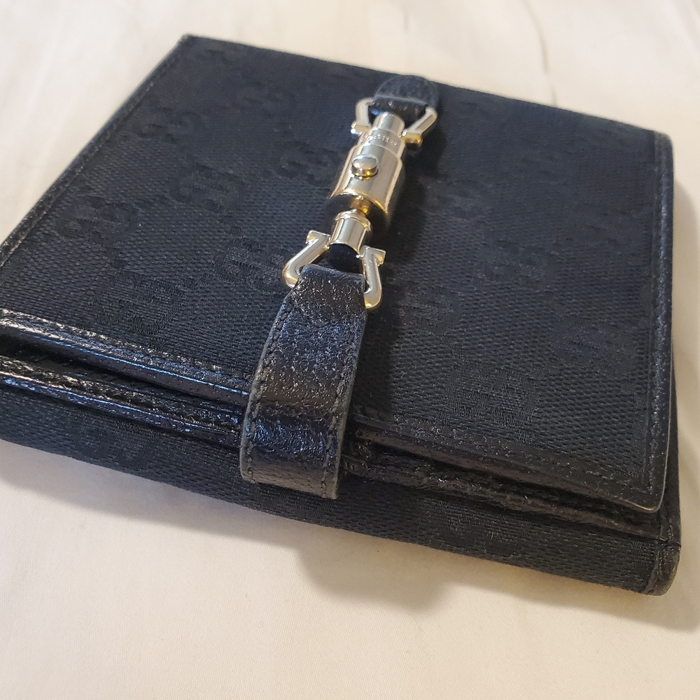 Gucci Jackie Black Canvas Bifold Wallet - Picture 2 of 14